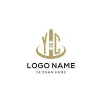 Initial YC logo with creative house icon, modern and professional real estate logo design vector