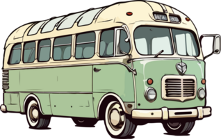 årgång buss bil tecknad serie design ai generativ png