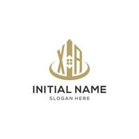 Initial XR logo with creative house icon, modern and professional real estate logo design vector