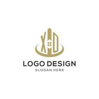 Initial XO logo with creative house icon, modern and professional real estate logo design vector