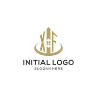 Initial XF logo with creative house icon, modern and professional real estate logo design vector