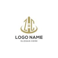 Initial ZC logo with creative house icon, modern and professional real estate logo design vector