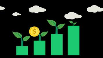 4k Animation groth Geschäft Investition Finanzen Konzept Graph. 2d Animation Bewegung Grafik mit Alpha Kanal video