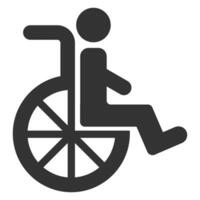 silla de ruedas plano icono. minusválido paciente vector símbolo.