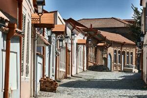 Picturesque street in Sighnaghi Signagi , Kakheti , Georgia. Sighnaghi is known as a Love City in Georgia. photo