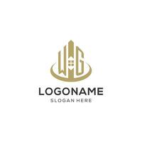 Initial WG logo with creative house icon, modern and professional real estate logo design vector