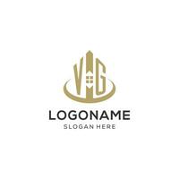 Initial VG logo with creative house icon, modern and professional real estate logo design vector