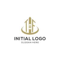 Initial TF logo with creative house icon, modern and professional real estate logo design vector