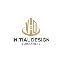 Initial VD logo with creative house icon, modern and professional real estate logo design vector