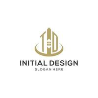 Initial TD logo with creative house icon, modern and professional real estate logo design vector