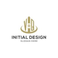 inicial vq logo con creativo casa icono, moderno y profesional real inmuebles logo diseño vector