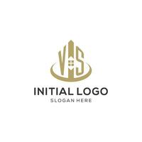 Initial VS logo with creative house icon, modern and professional real estate logo design vector