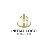 Initial TS logo with creative house icon, modern and professional real estate logo design vector