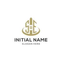 Initial SE logo with creative house icon, modern and professional real estate logo design vector