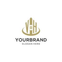 Initial VH logo with creative house icon, modern and professional real estate logo design vector
