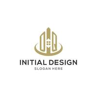 Initial OQ logo with creative house icon, modern and professional real estate logo design vector