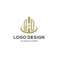 Initial QO logo with creative house icon, modern and professional real estate logo design vector