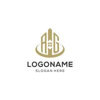 Initial RG logo with creative house icon, modern and professional real estate logo design vector