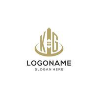 Initial KG logo with creative house icon, modern and professional real estate logo design vector