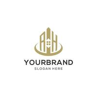 Initial RH logo with creative house icon, modern and professional real estate logo design vector