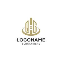 Initial QG logo with creative house icon, modern and professional real estate logo design vector