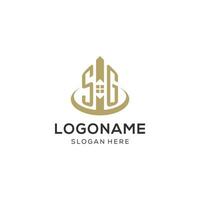 Initial SG logo with creative house icon, modern and professional real estate logo design vector