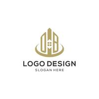 Initial OB logo with creative house icon, modern and professional real estate logo design vector