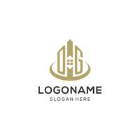 Initial OG logo with creative house icon, modern and professional real estate logo design vector