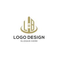 Initial LB logo with creative house icon, modern and professional real estate logo design vector