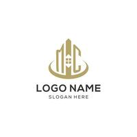 Initial MC logo with creative house icon, modern and professional real estate logo design vector