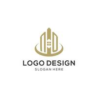 Initial NO logo with creative house icon, modern and professional real estate logo design vector