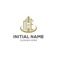 Initial ME logo with creative house icon, modern and professional real estate logo design vector