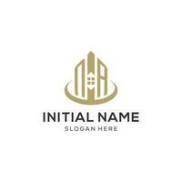 Initial NR logo with creative house icon, modern and professional real estate logo design vector