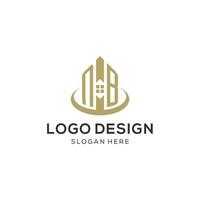Initial NB logo with creative house icon, modern and professional real estate logo design vector