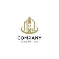Initial MJ logo with creative house icon, modern and professional real estate logo design vector