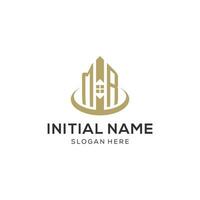 Initial MR logo with creative house icon, modern and professional real estate logo design vector