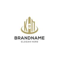 Initial KM logo with creative house icon, modern and professional real estate logo design vector