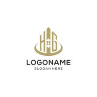 Initial HG logo with creative house icon, modern and professional real estate logo design vector