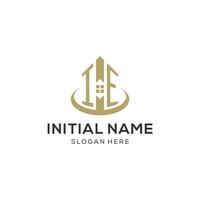 Initial IE logo with creative house icon, modern and professional real estate logo design vector