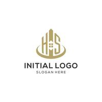 Initial HS logo with creative house icon, modern and professional real estate logo design vector