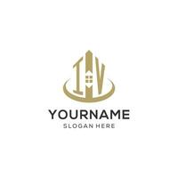 Initial IV logo with creative house icon, modern and professional real estate logo design vector