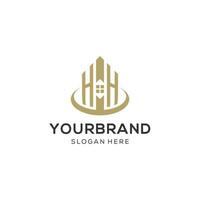 Initial HH logo with creative house icon, modern and professional real estate logo design vector