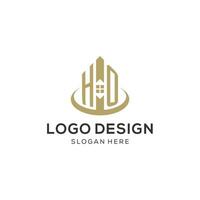 Initial HO logo with creative house icon, modern and professional real estate logo design vector