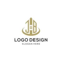 Initial JB logo with creative house icon, modern and professional real estate logo design vector