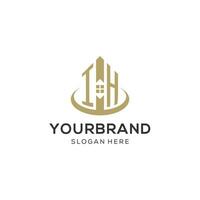 Initial IH logo with creative house icon, modern and professional real estate logo design vector