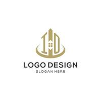 Initial IO logo with creative house icon, modern and professional real estate logo design vector