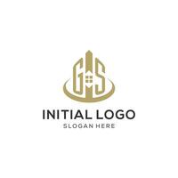 Initial GS logo with creative house icon, modern and professional real estate logo design vector