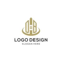 Initial DB logo with creative house icon, modern and professional real estate logo design vector