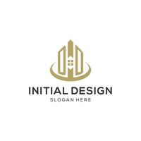 Initial DD logo with creative house icon, modern and professional real estate logo design vector