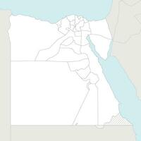 Vector blank map of Egypt with governorates or provinces and administrative divisions, and neighbouring countries. Editable and clearly labeled layers.